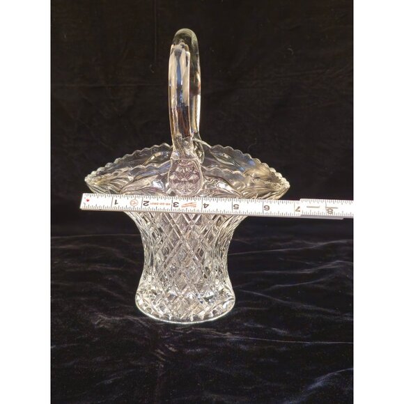 Vintage Princess House Crystal Diamond Cut Glass Basket with a Handle - Picture 11 of 14